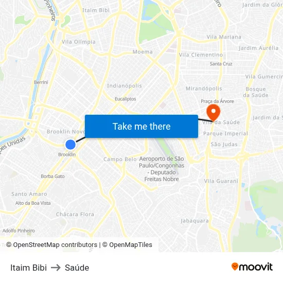 Itaim Bibi to Saúde map