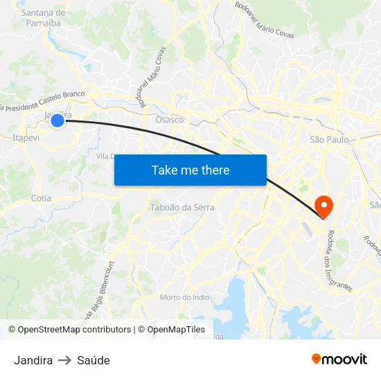 Jandira to Saúde map