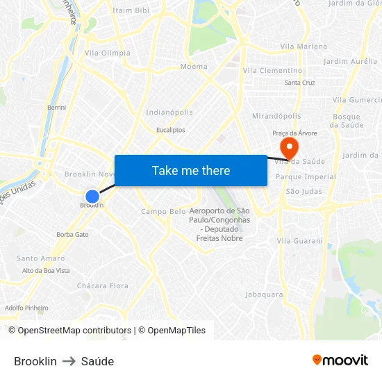 Brooklin to Saúde map