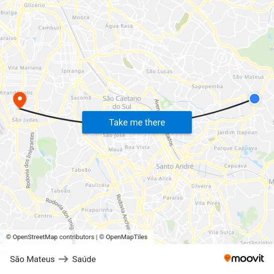 São Mateus to Saúde map