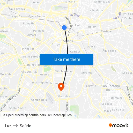 Luz to Saúde map