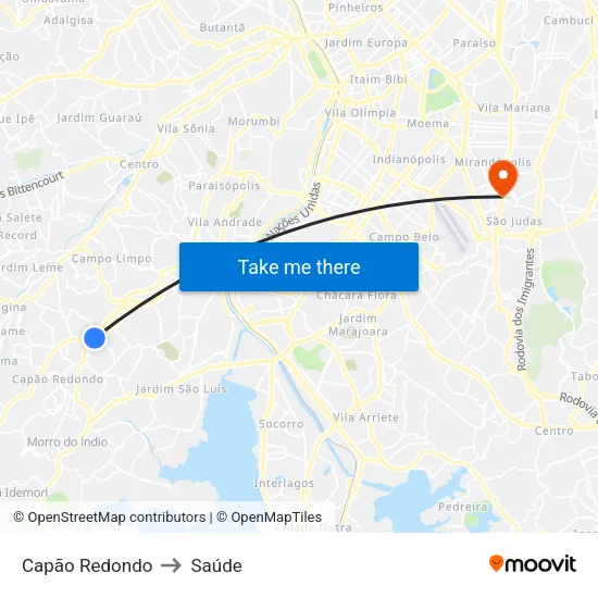 Capão Redondo to Saúde map
