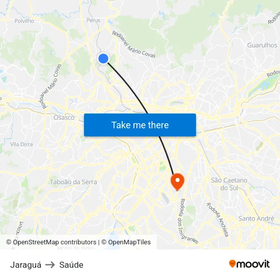Jaraguá to Saúde map