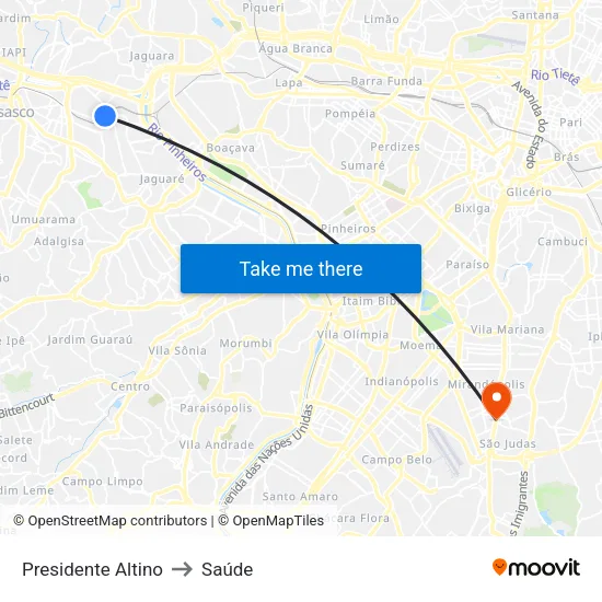 Presidente Altino to Saúde map