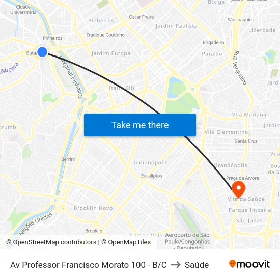 Av Professor Francisco Morato 100 - B/C to Saúde map