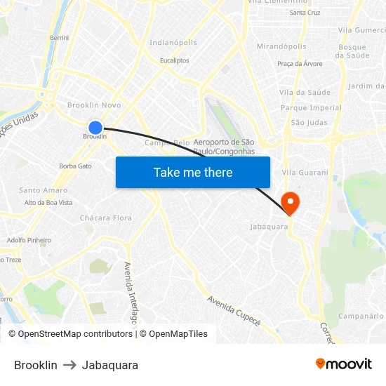 Brooklin to Jabaquara map