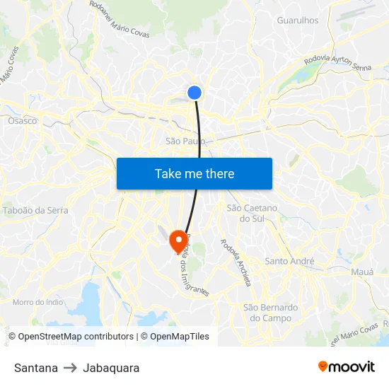 Santana to Jabaquara map