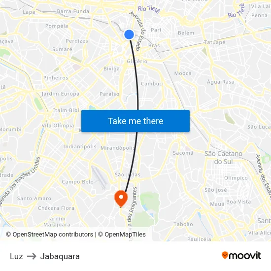 Luz to Jabaquara map