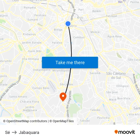 Sé to Jabaquara map