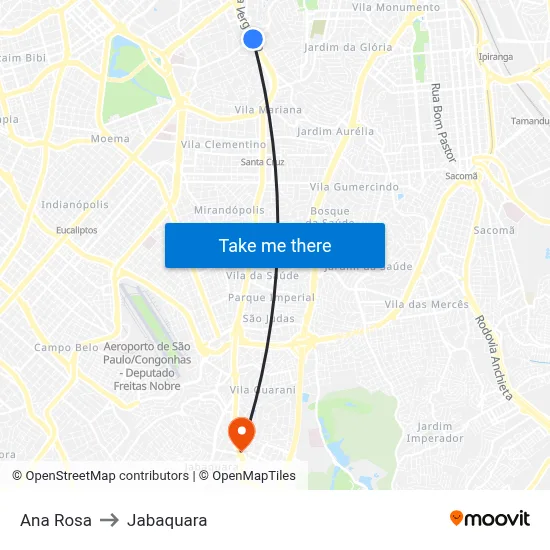 Ana Rosa to Jabaquara map