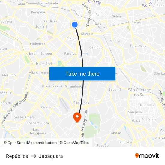República to Jabaquara map