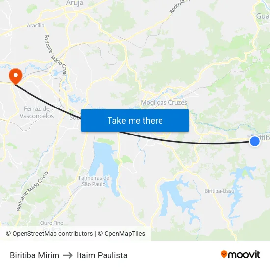 Biritiba Mirim to Itaim Paulista map