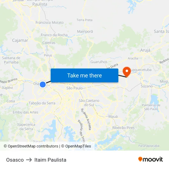 Osasco to Itaim Paulista map