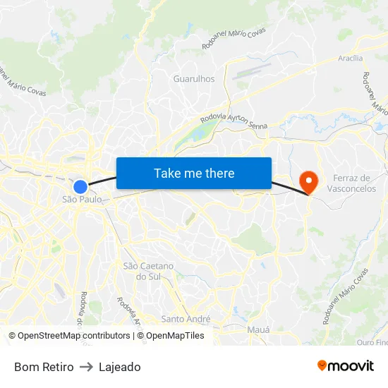 Bom Retiro to Lajeado map