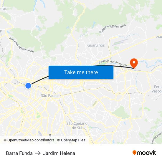 Barra Funda to Jardim Helena map