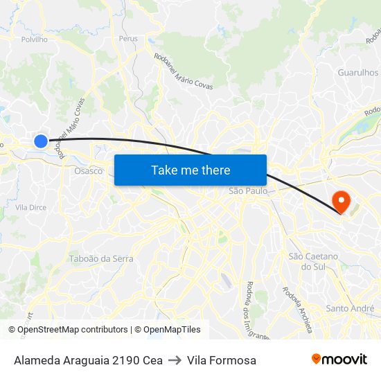 Alameda Araguaia 2190 Cea to Vila Formosa map