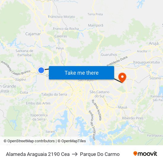 Alameda Araguaia 2190 Cea to Parque Do Carmo map