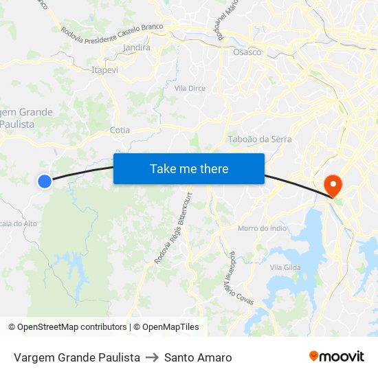 Vargem Grande Paulista to Santo Amaro map