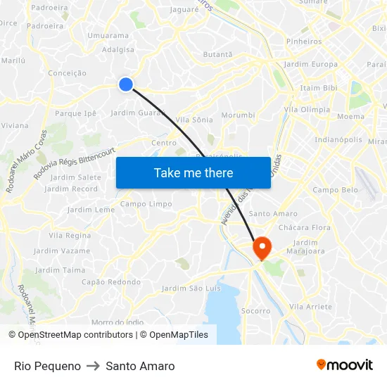 Rio Pequeno to Santo Amaro map