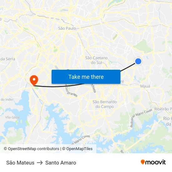 São Mateus to Santo Amaro map