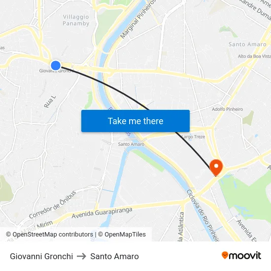 Giovanni Gronchi to Santo Amaro map