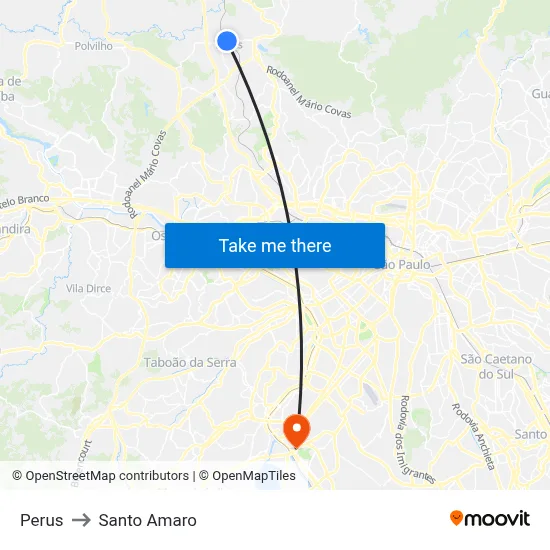 Perus to Santo Amaro map
