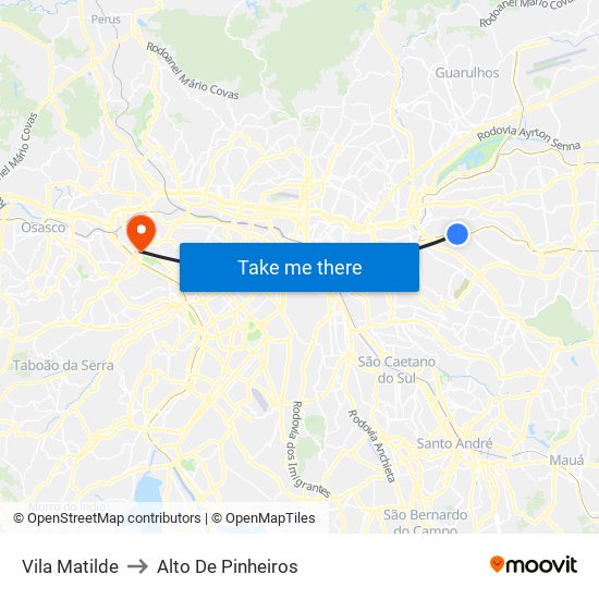 Vila Matilde to Alto De Pinheiros map