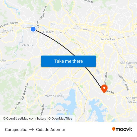 Carapicuíba to Cidade Ademar map