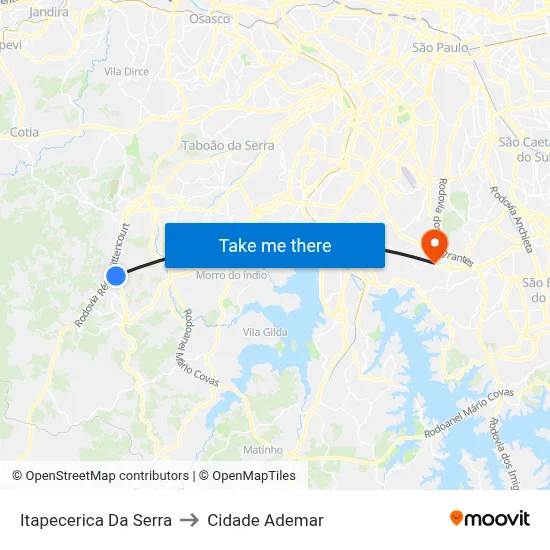 Itapecerica Da Serra to Cidade Ademar map