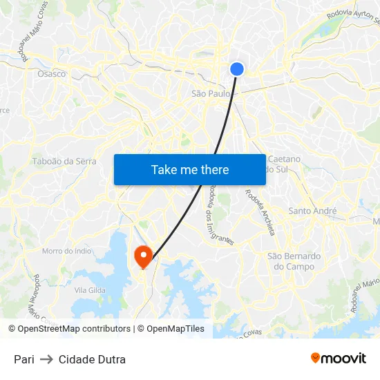 Pari to Cidade Dutra map
