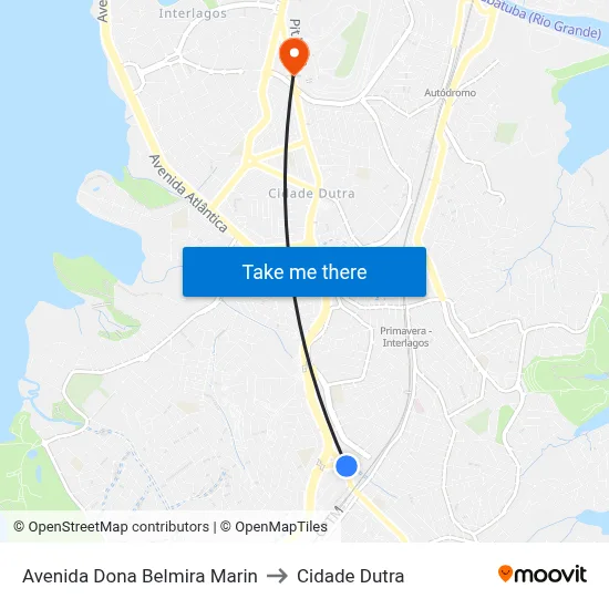 Avenida Dona Belmira Marin to Cidade Dutra map