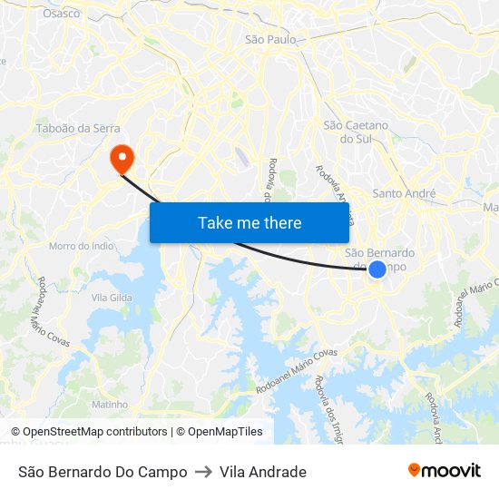 São Bernardo Do Campo to Vila Andrade map