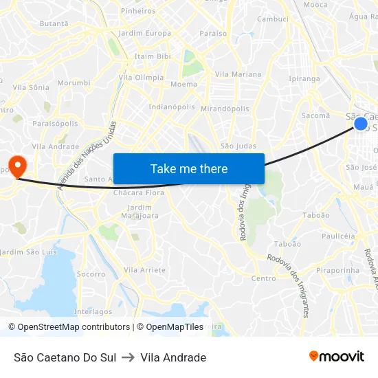 São Caetano Do Sul to Vila Andrade map