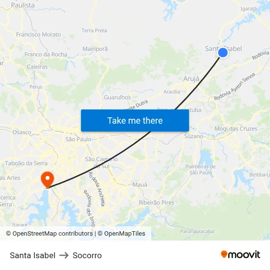 Santa Isabel to Socorro map