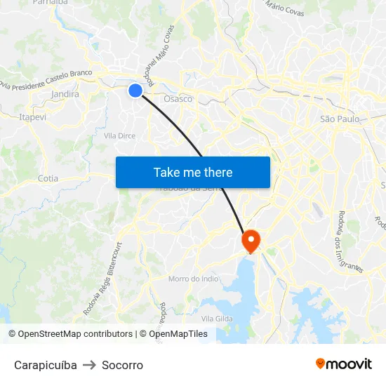Carapicuíba to Socorro map