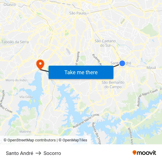 Santo André to Socorro map