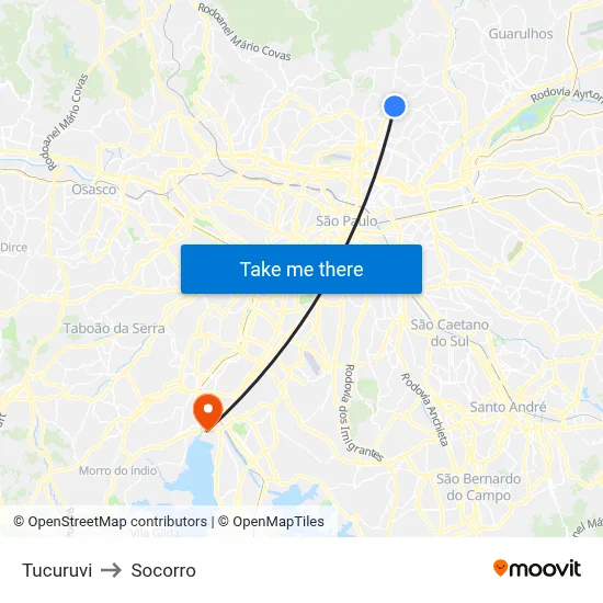 Tucuruvi to Socorro map