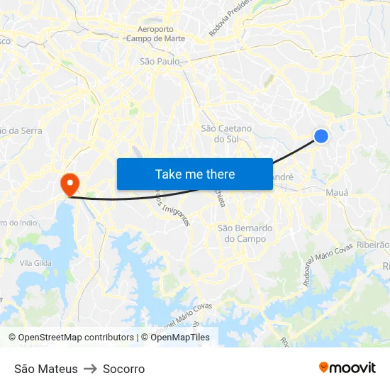 São Mateus to Socorro map