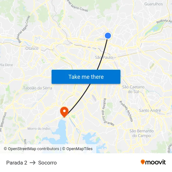 Parada 2 to Socorro map