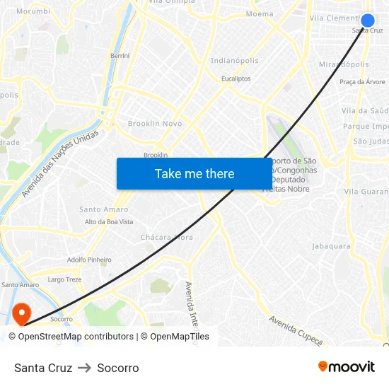 Santa Cruz to Socorro map