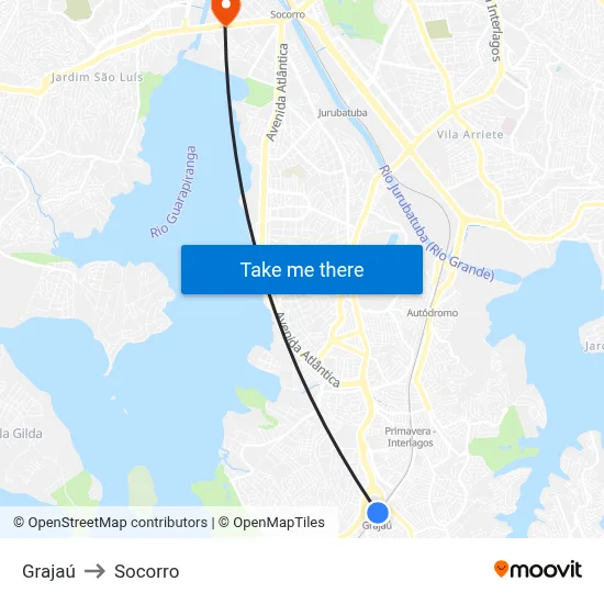 Grajaú to Socorro map