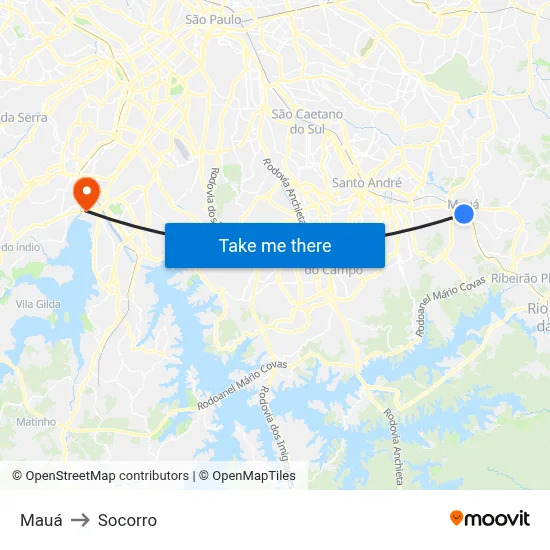 Mauá to Socorro map