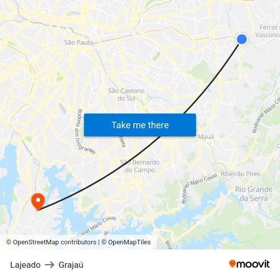 Lajeado to Grajaú map