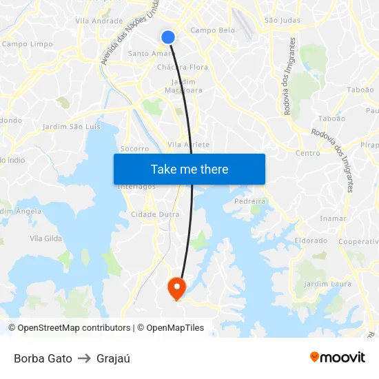 Borba Gato to Grajaú map