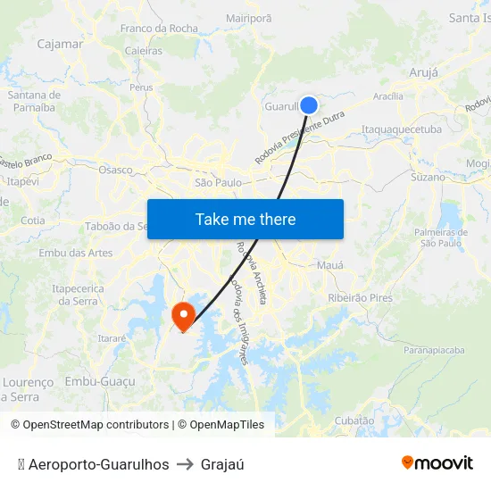 ✈️ Aeroporto-Guarulhos to Grajaú map