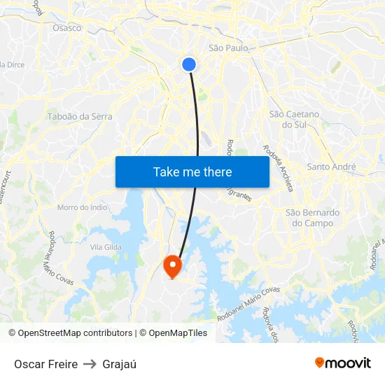 Oscar Freire to Grajaú map