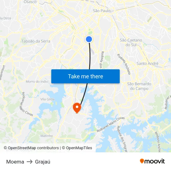 Moema to Grajaú map