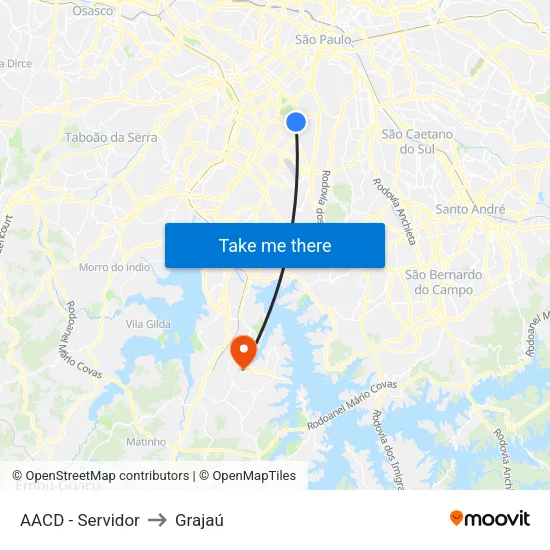 AACD - Servidor to Grajaú map