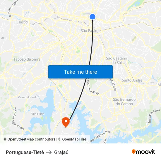 Portuguesa-Tietê to Grajaú map