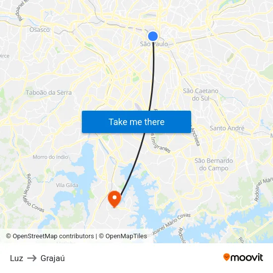Luz to Grajaú map